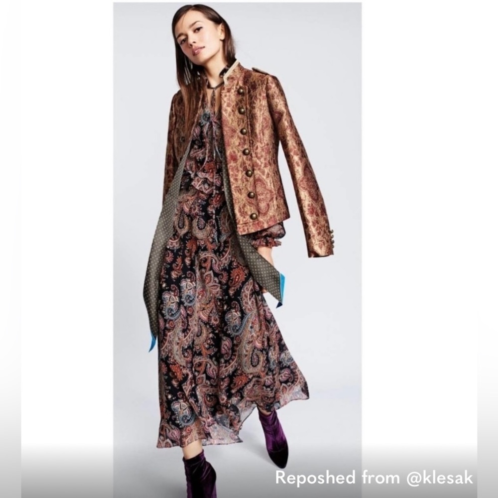 Banana Republic x Olivia Palermo High Low Paisley Silk Dress Size L